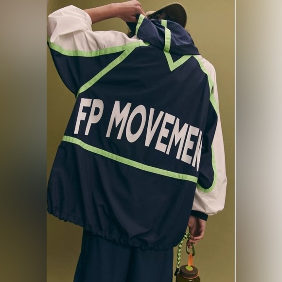 Free People Jackets & Blazers - NWT Free People Care FP Like The Wind Logo Jacket in Midnight Navy Combo